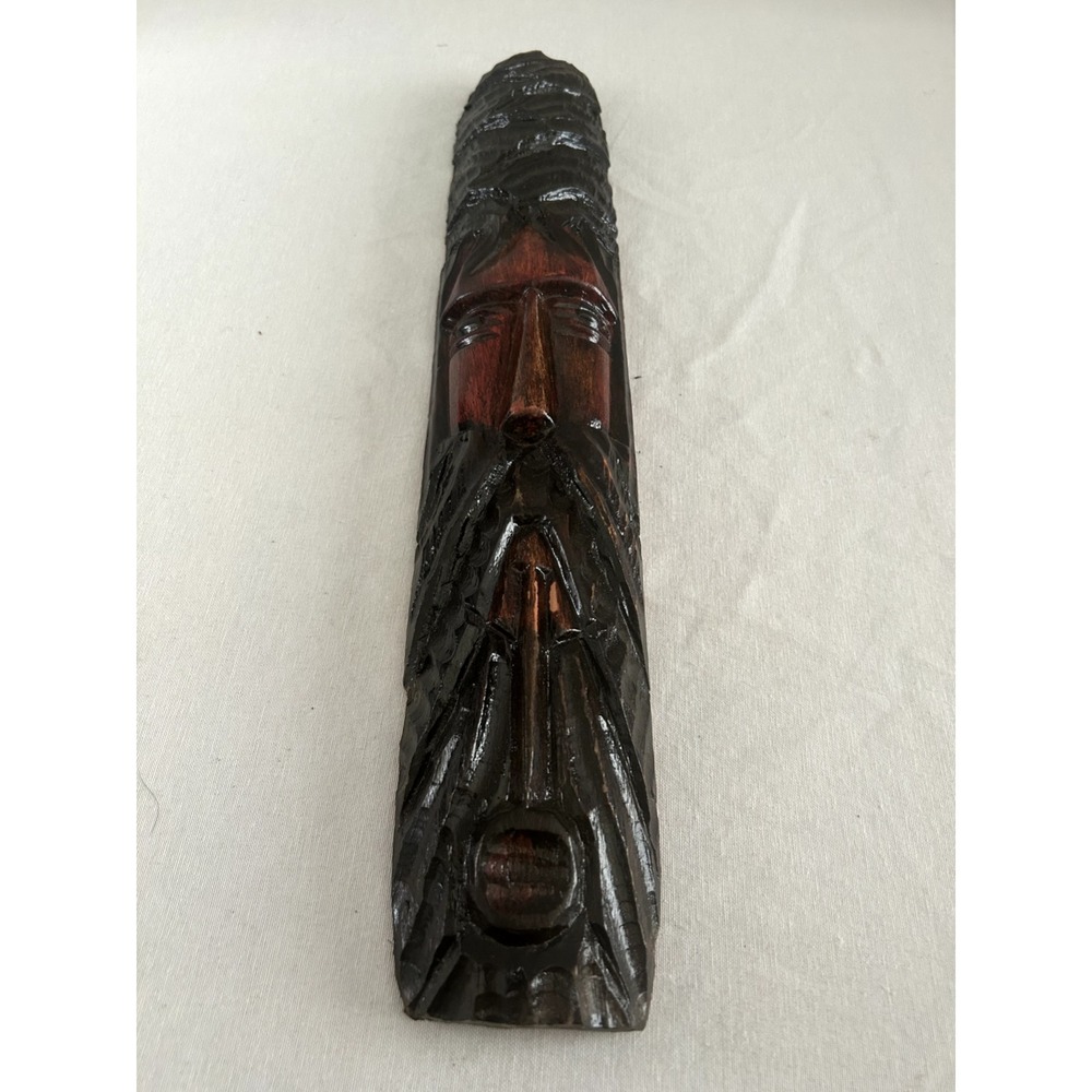 Vintage Hand Carved Tribal Elder Man Head Wood African Wall Art Hanging Folk Art
